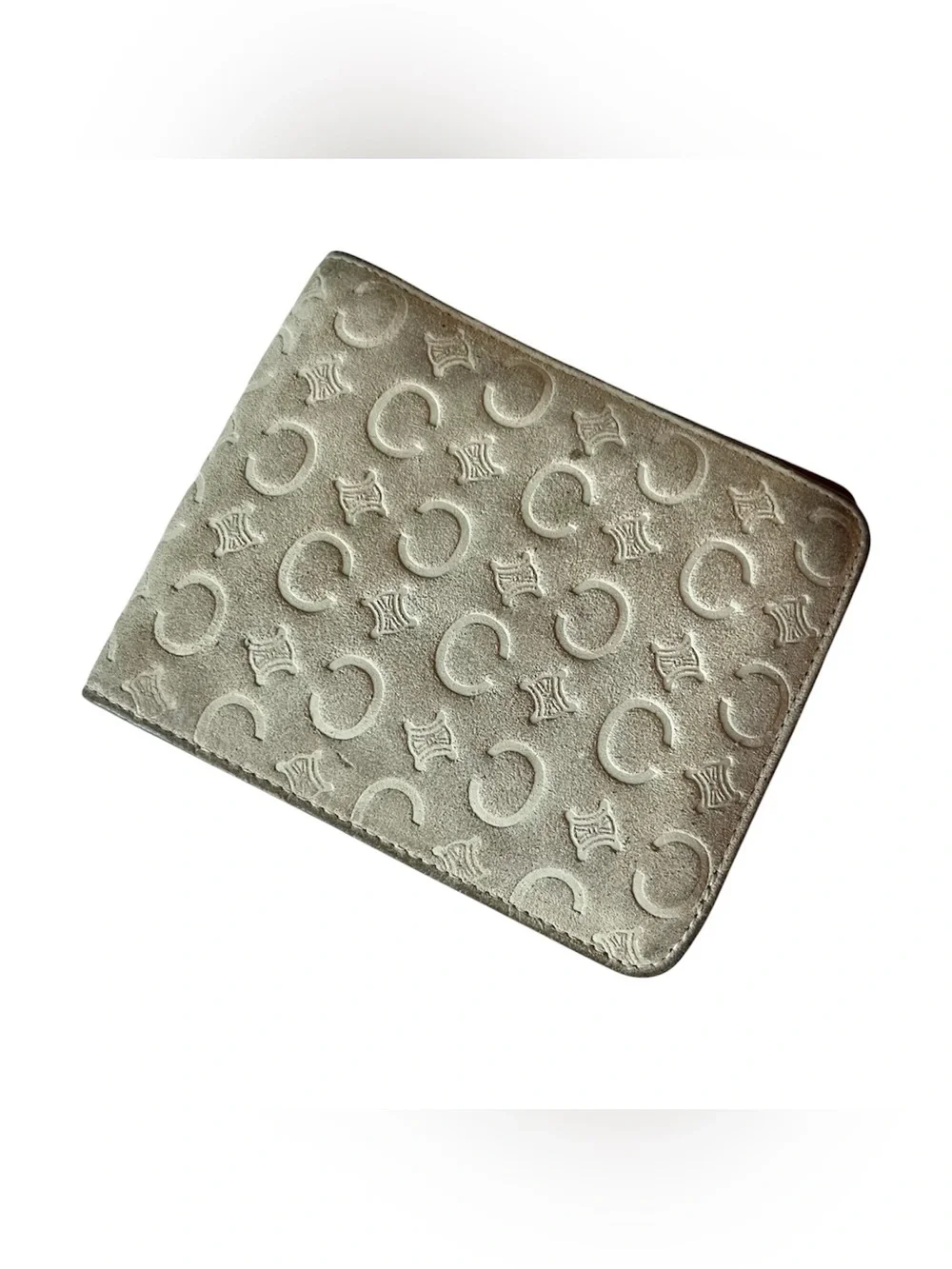 Celine Macadam Suede BiFold Wallet Cream